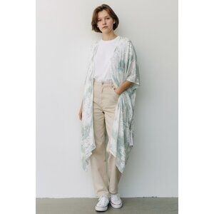 L.I.F.E. Kimono Duster White Tie-Dye Open Front
